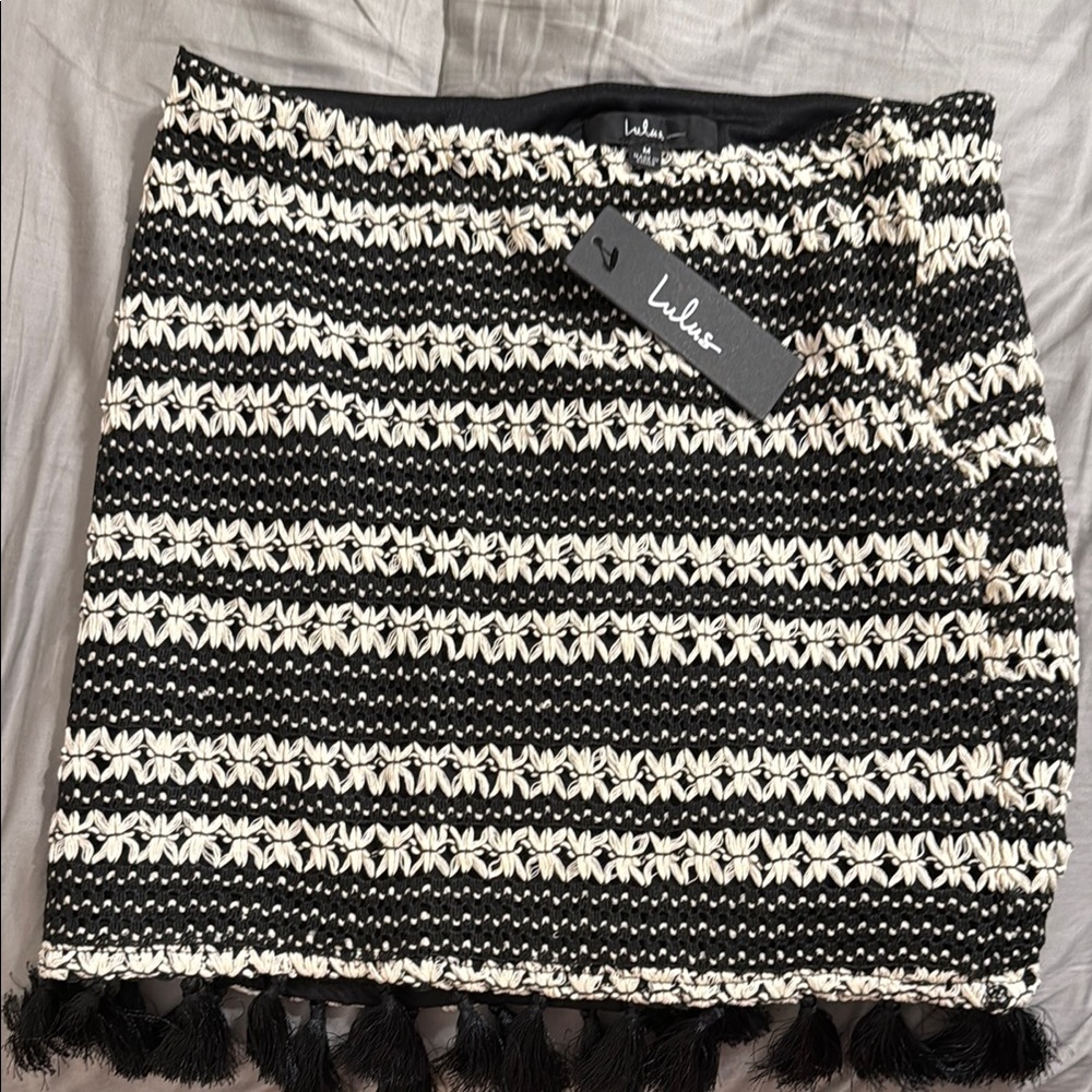 Lulus Black and White Embellished Pencil Skirt
